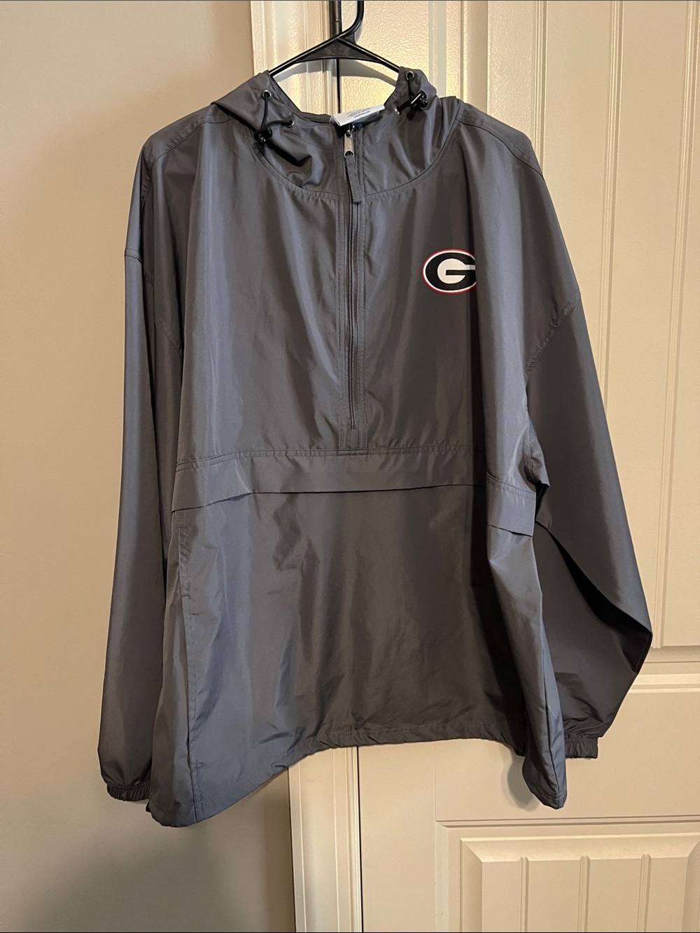 Champion Men's Dark Gray Pullover Windbreaker with Georgia G Patch